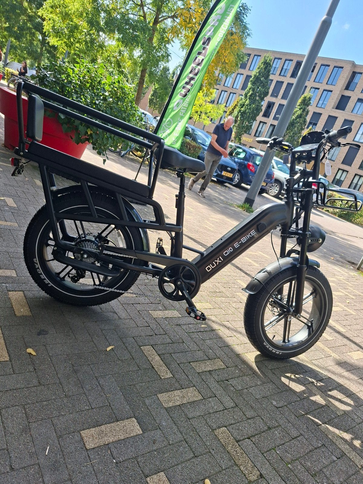 Ouxi Q10 Familie Fatbike met NFC, achterzitje en voorrekje, 2 kinderen, Schijfrem, Ophalen, Overige merken