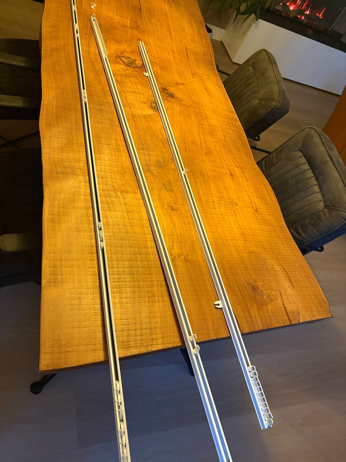 Gordijnrails met haken - 3 stuks, ook los te koop, Ophalen, Met haken, Gebruikt, Wit