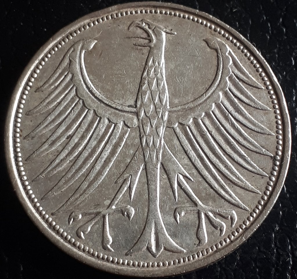 DUITSLAND / 5 MARK 1951 G KM 12 XF+ ZILVER, Ophalen of Verzenden, Duitsland, Zilver