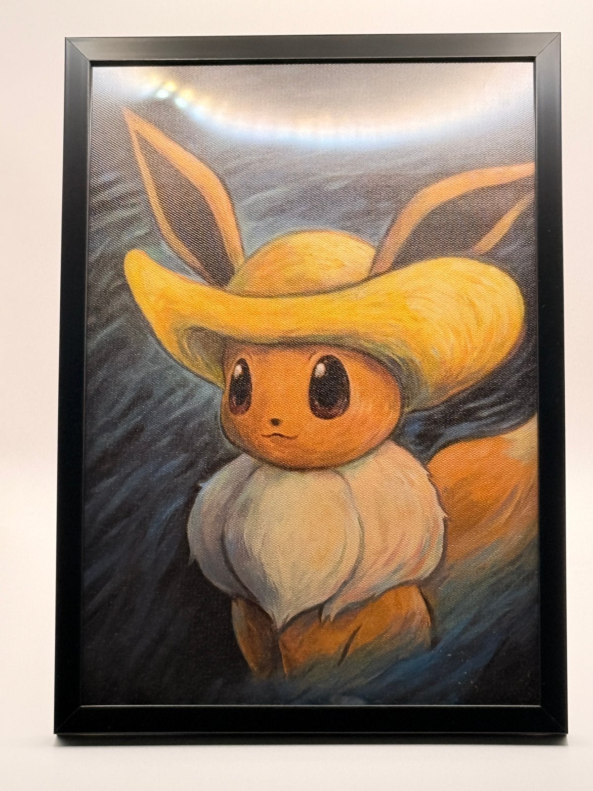 Pokémon Van Gogh Eevee Canvas Schilderij met Zwarte Lijst, Hobby en Vrije tijd, Verzamelkaartspellen | Pokémon, Ophalen, Zo goed als nieuw