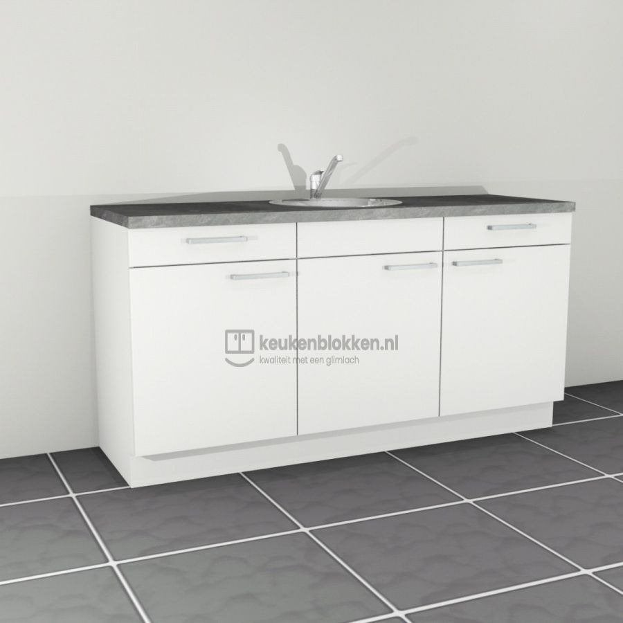 Nieuw wit keukenblok 1.80m met spoelbak, op voorraad !!, Ophalen, Wit, Nieuw, Minder dan 100 cm