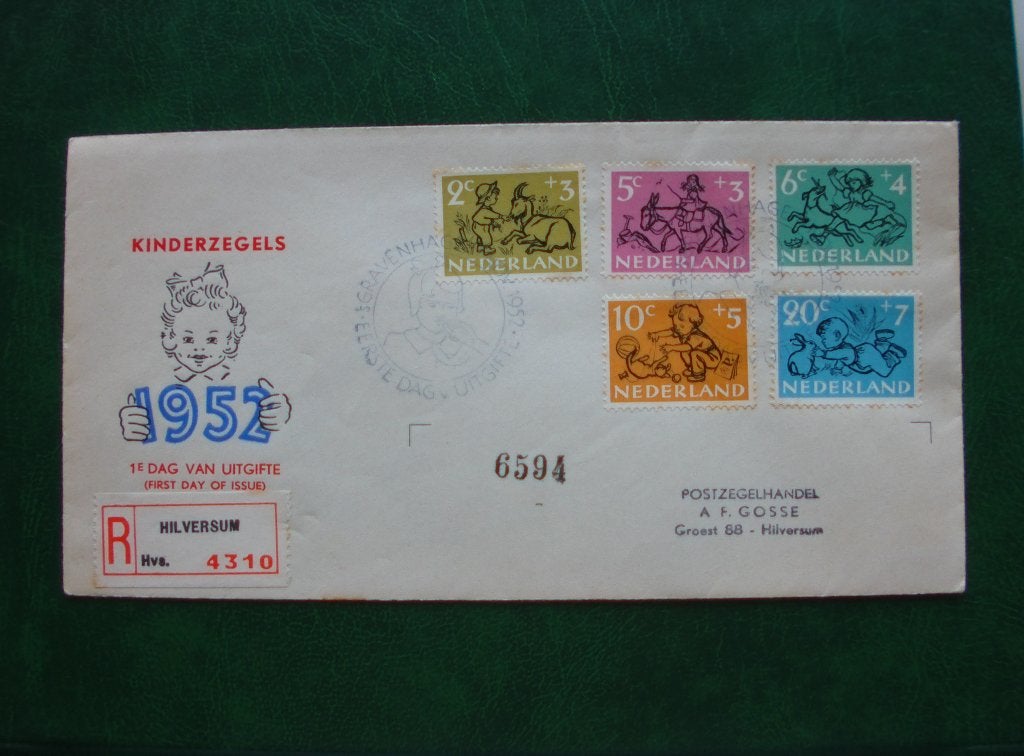 Nederland 1952 Kinderzegels FDC 11 open klep, Ophalen of Verzenden, Nederland