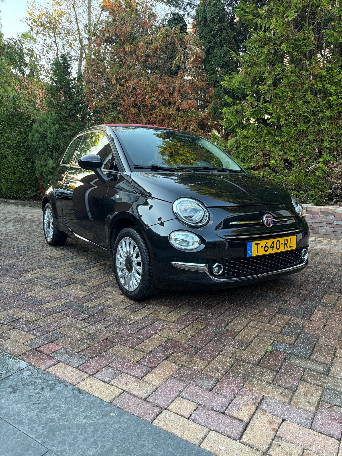 Fiat 500C 1.2 69pk 2016 Zwart, Auto's, Voorwielaandrijving, Stof, 4 cilinders, Cabriolet