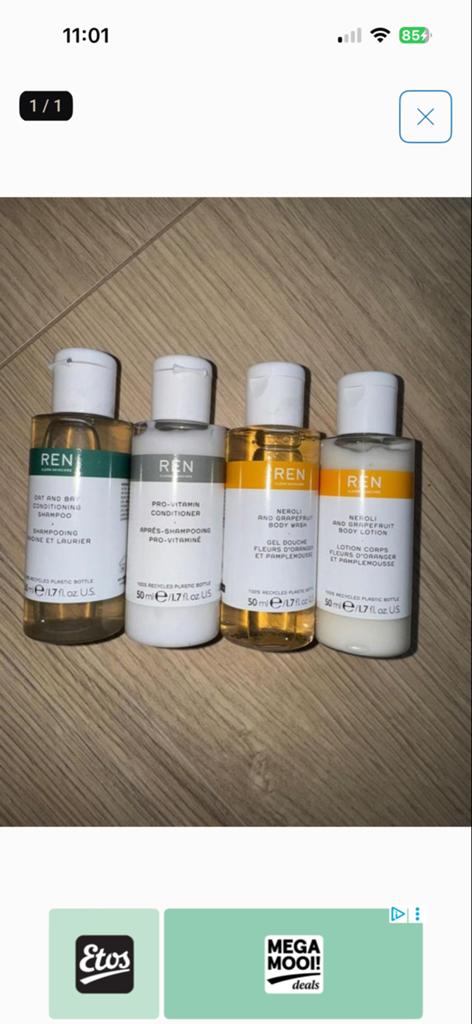REN Skincare Reisformaat Set: Shampoo, Conditioner, Body Was, Ophalen of Verzenden, Nieuw