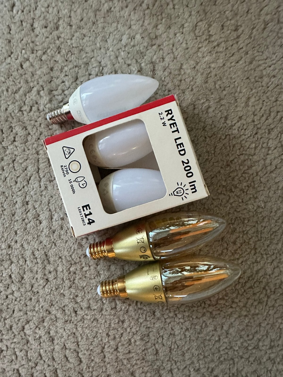 5x E14 LED lampen: 3x wit, 2x transparant, Wit, Gebruikt, E14 (klein), Glas