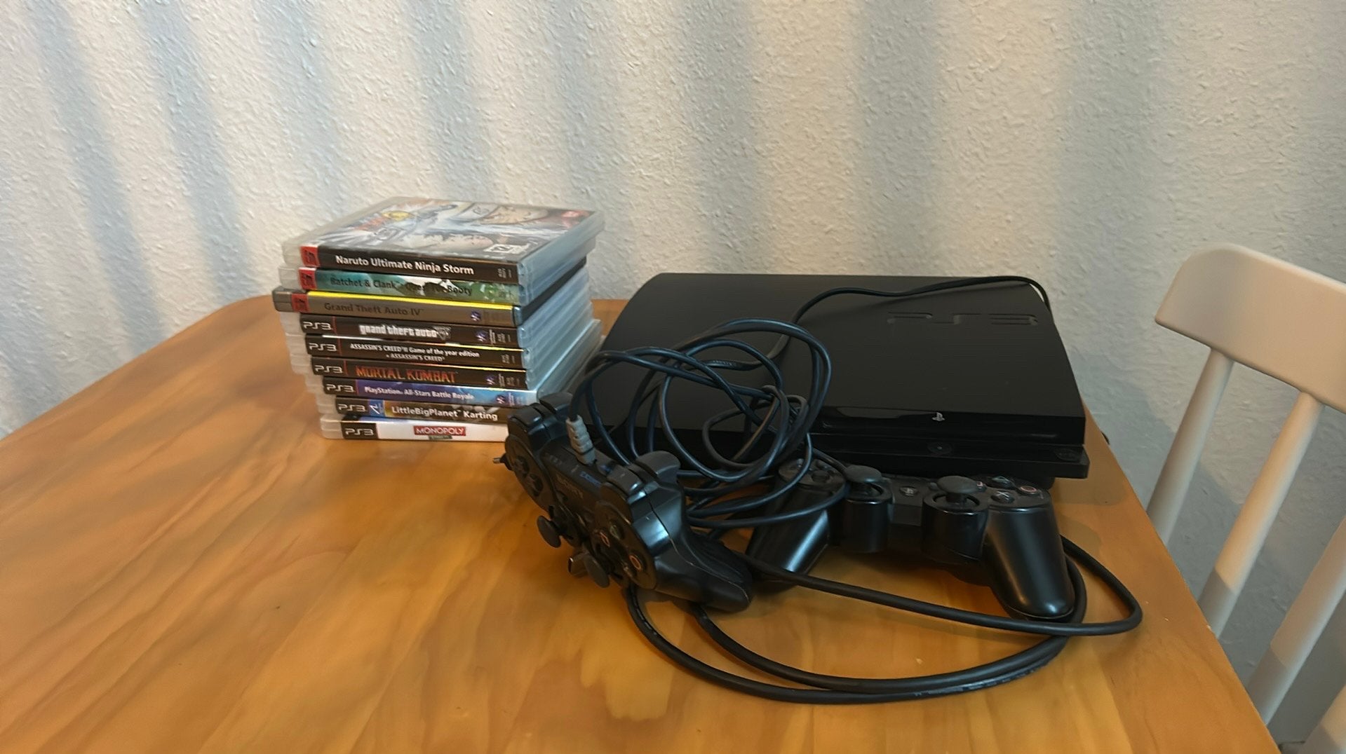 Playstation 3 inclusief 9 spellen, Spelcomputers en Games, Spelcomputers | Sony PlayStation 3, Ophalen, Met games, Phat, Met 2 controllers
