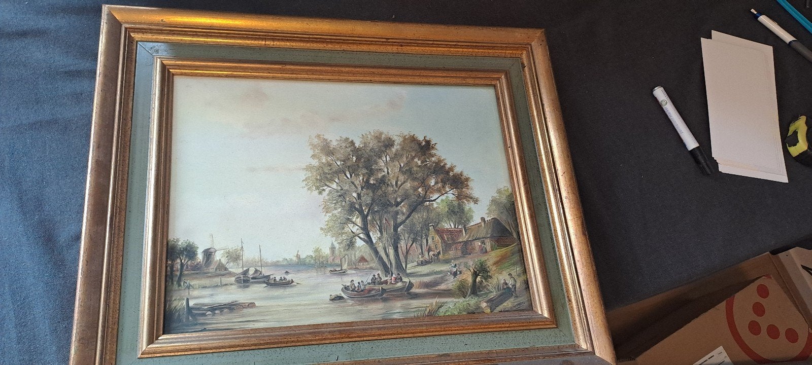 Oud Hollands Landschap Schilderij - Gesigneerd J. Haanstra, Antiek en Kunst, Ophalen of Verzenden