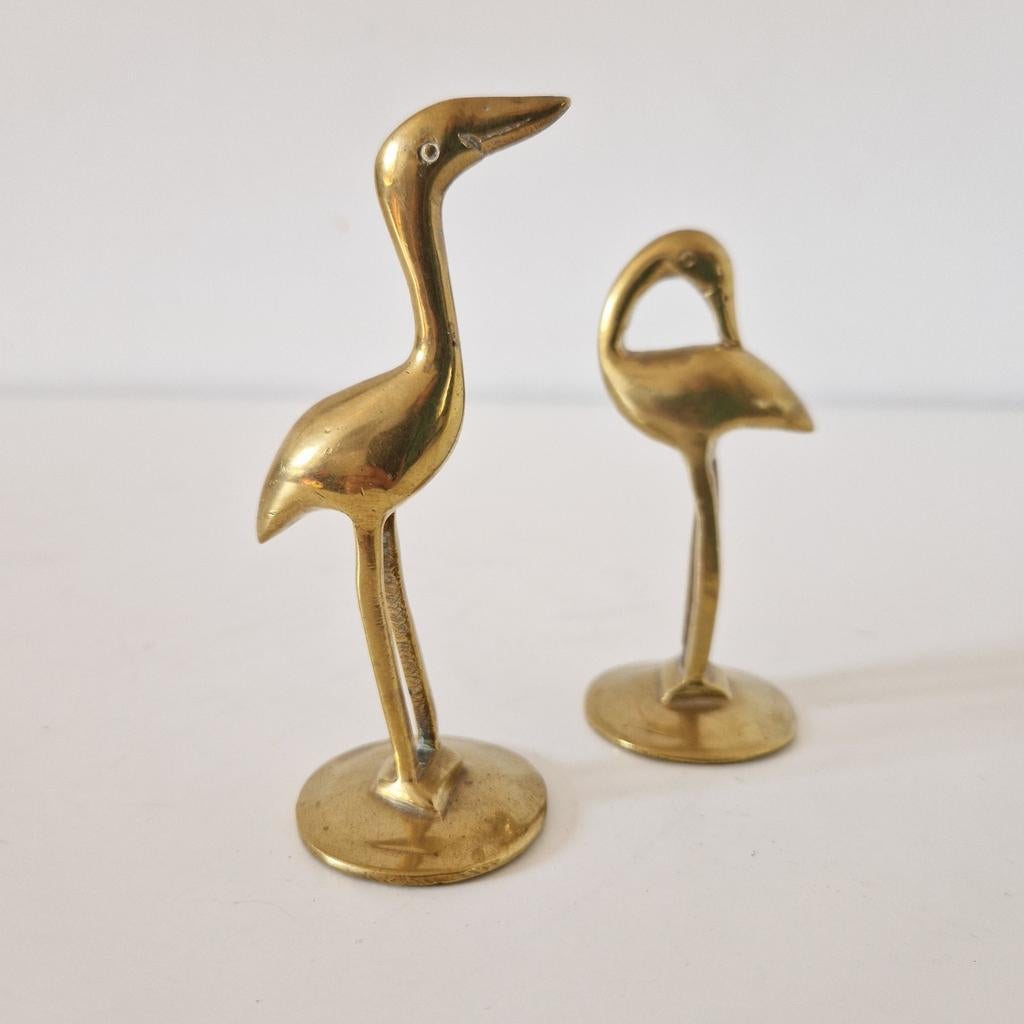 2 vintage messing beeldjes vogel beeldje kraanvogels, Ophalen of Verzenden, Zo goed als nieuw, Dier