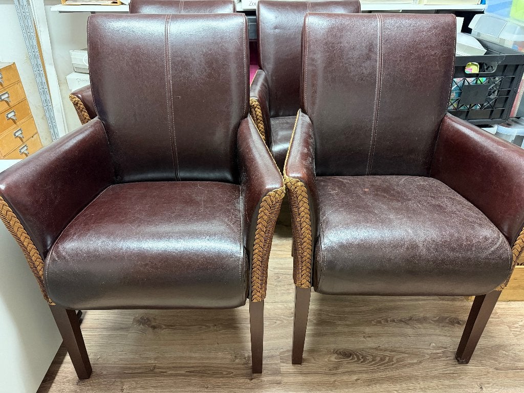 Loom stoelen, Gebruikt, Bruin, Vier, Leer