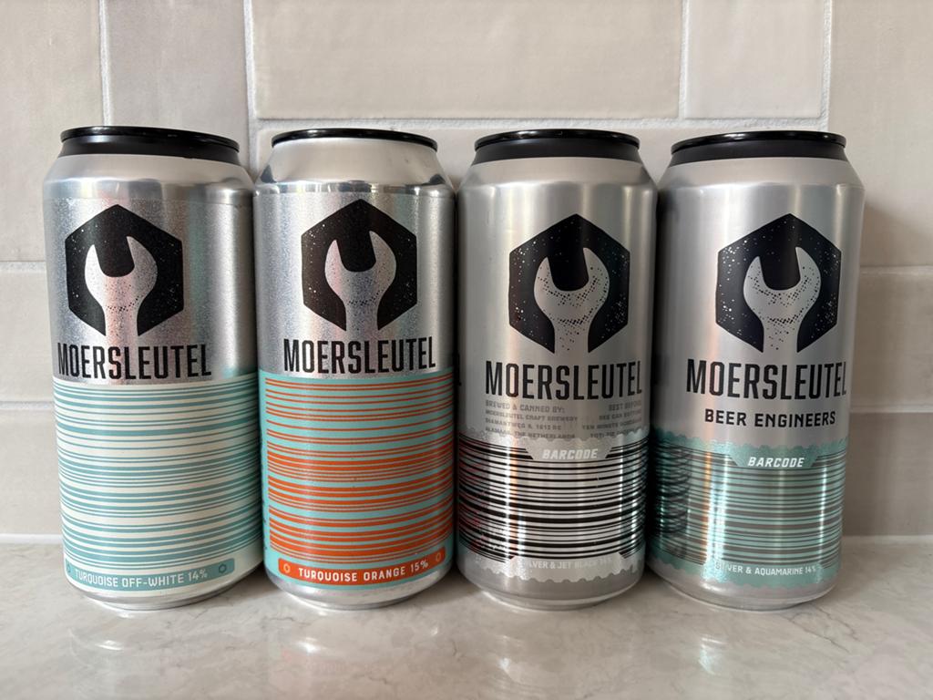 4 Moersleutel barcodes - barrel aged stout bier, Verzamelen, Biermerken, Ophalen of Verzenden, Nieuw, Overige merken