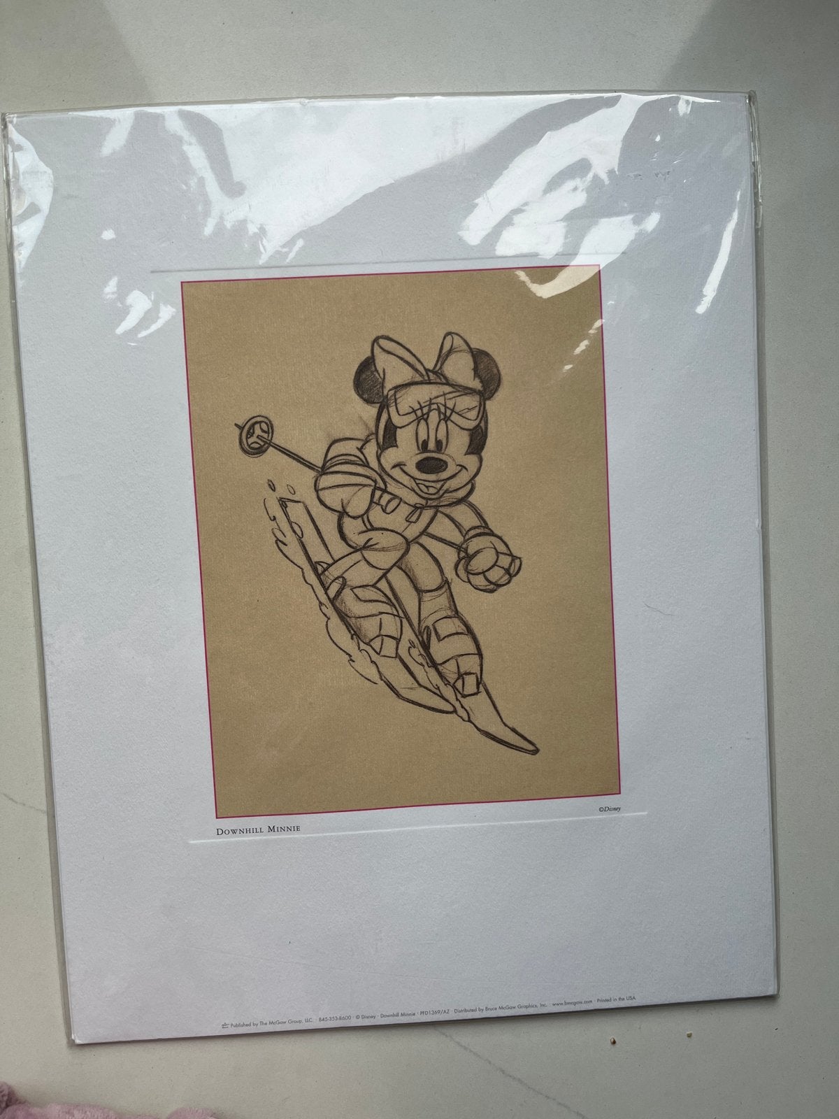 Disney Downhill Minnie Mouse Skikunst Print, Verzamelen, Ophalen of Verzenden, Mickey Mouse, Zo goed als nieuw, Plaatje of Poster