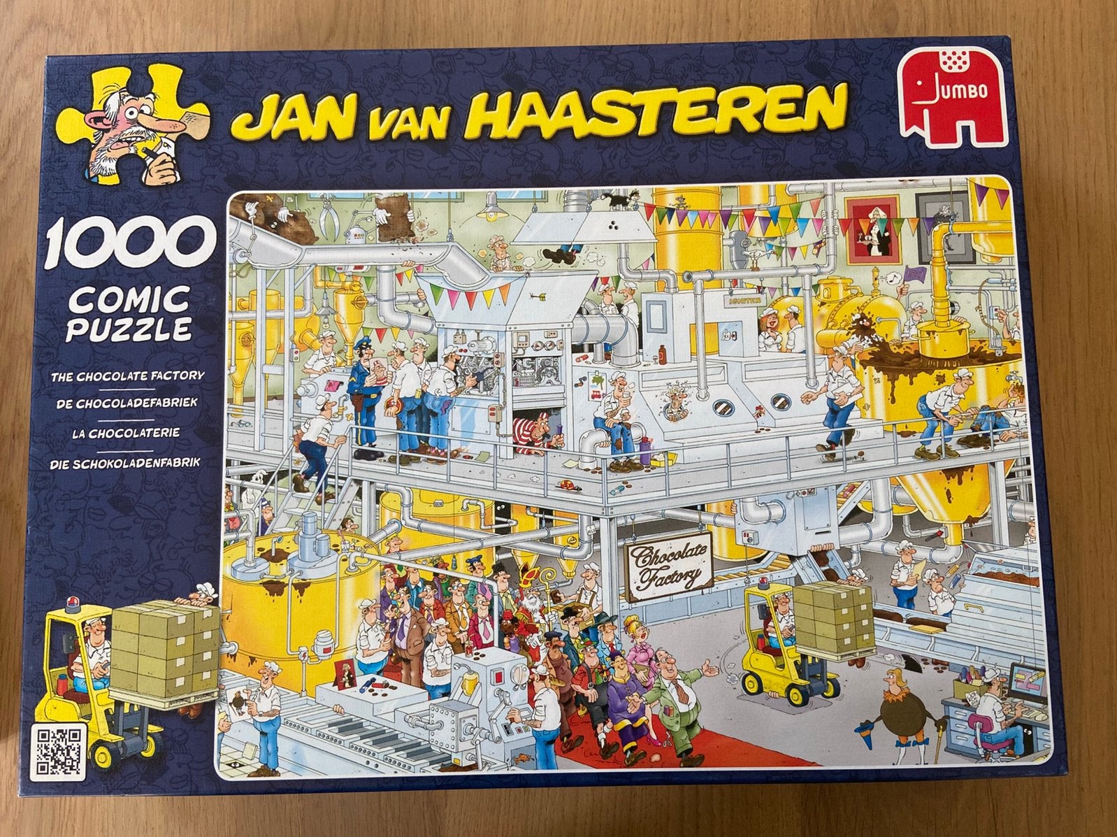 Puzzel Jan van Haasteren 1000 stukjes, De chocoladefabriek, Ophalen of Verzenden, 500 t/m 1500 stukjes, Zo goed als nieuw