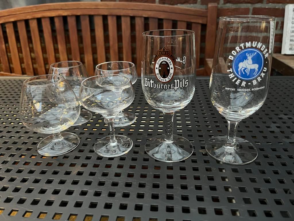 Diverse glazen: bier, cognac en meer, Antiek en Kunst, Antiek | Glas en Kristal, Ophalen of Verzenden