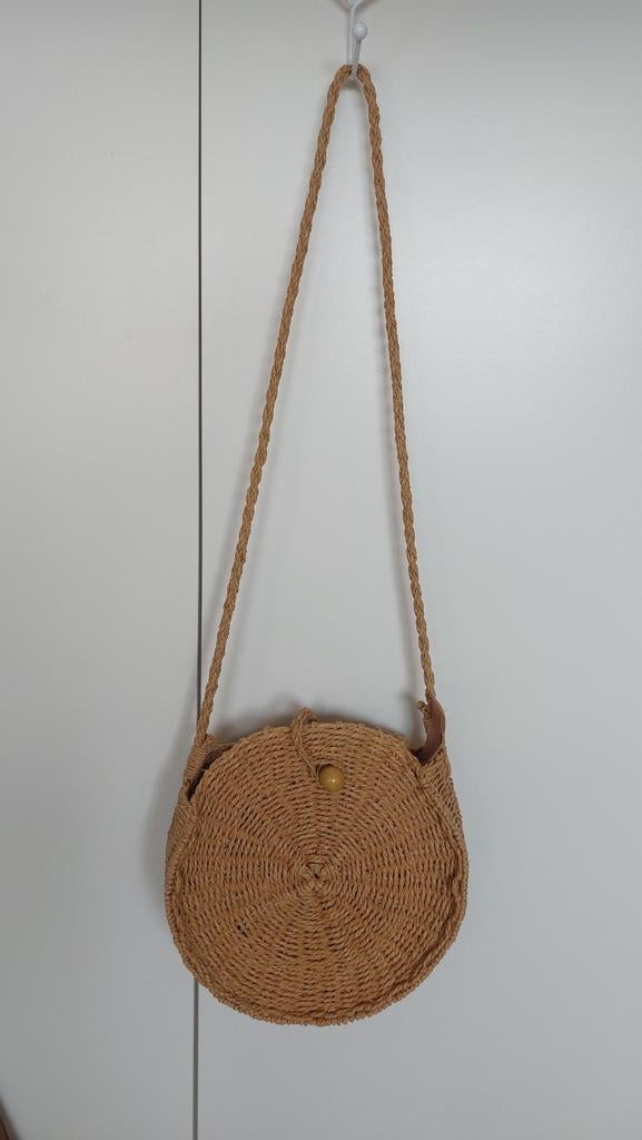 Ronde zomerse rieten tas, Ophalen of Verzenden, Nieuw, Beige