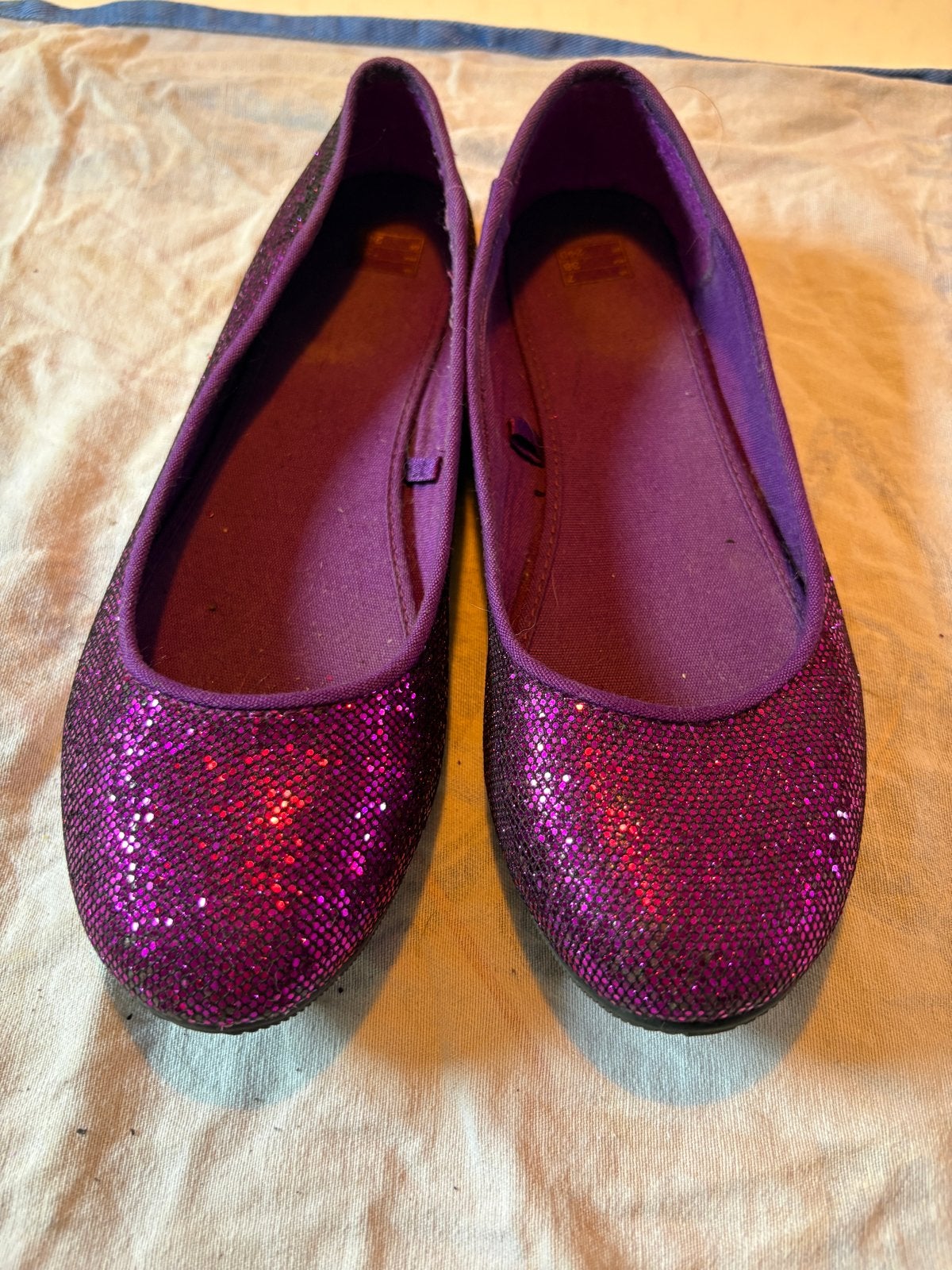 Paarse glitter ballerina's - Maat 38, Ophalen of Verzenden, Gedragen, Overige kleuren, Ballerina's