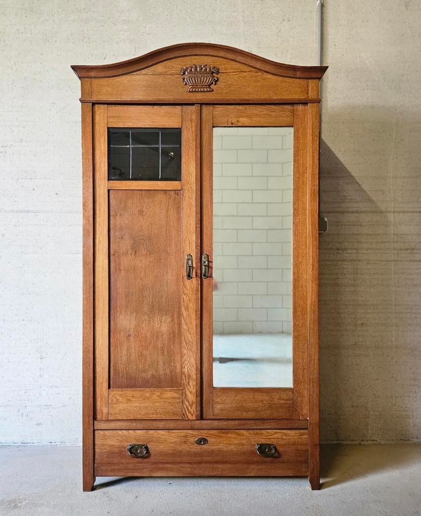 Antieke brocante Art Deco meidenkast vintage linnenkast kast, Ophalen of Verzenden