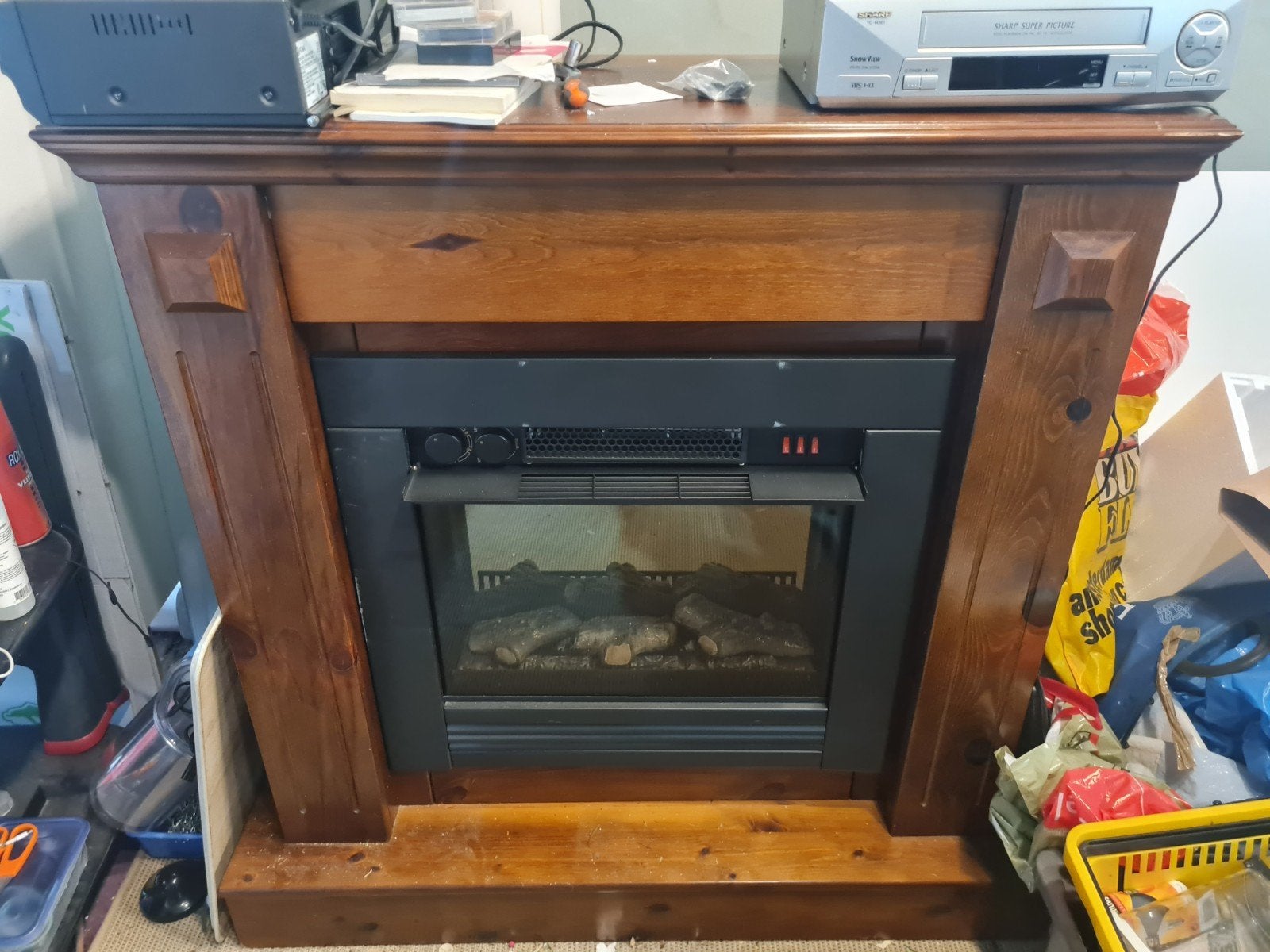 Elektrische haard met houten ombouw 101x40x108 cm, Ophalen, Gebruikt, Elektrische haard, Onbekend