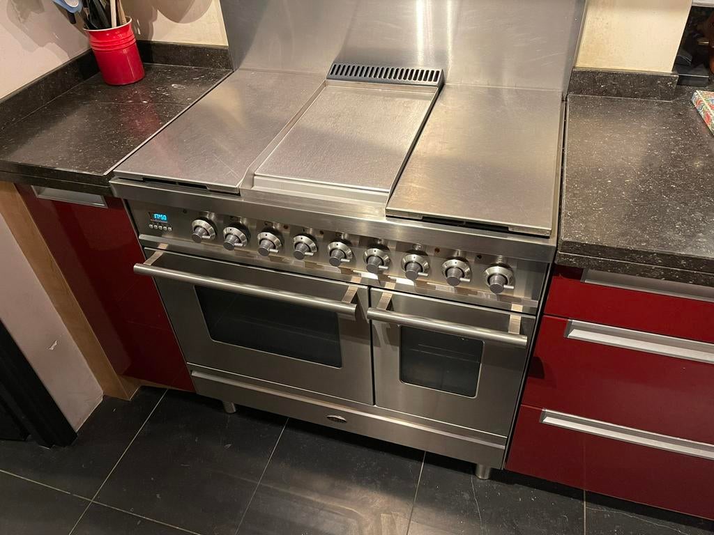 Luxe Boretti Fornuis 5 pits met Frytop en twee ovens 90cm, Ophalen, Gebruikt, 60 cm of meer, Gas