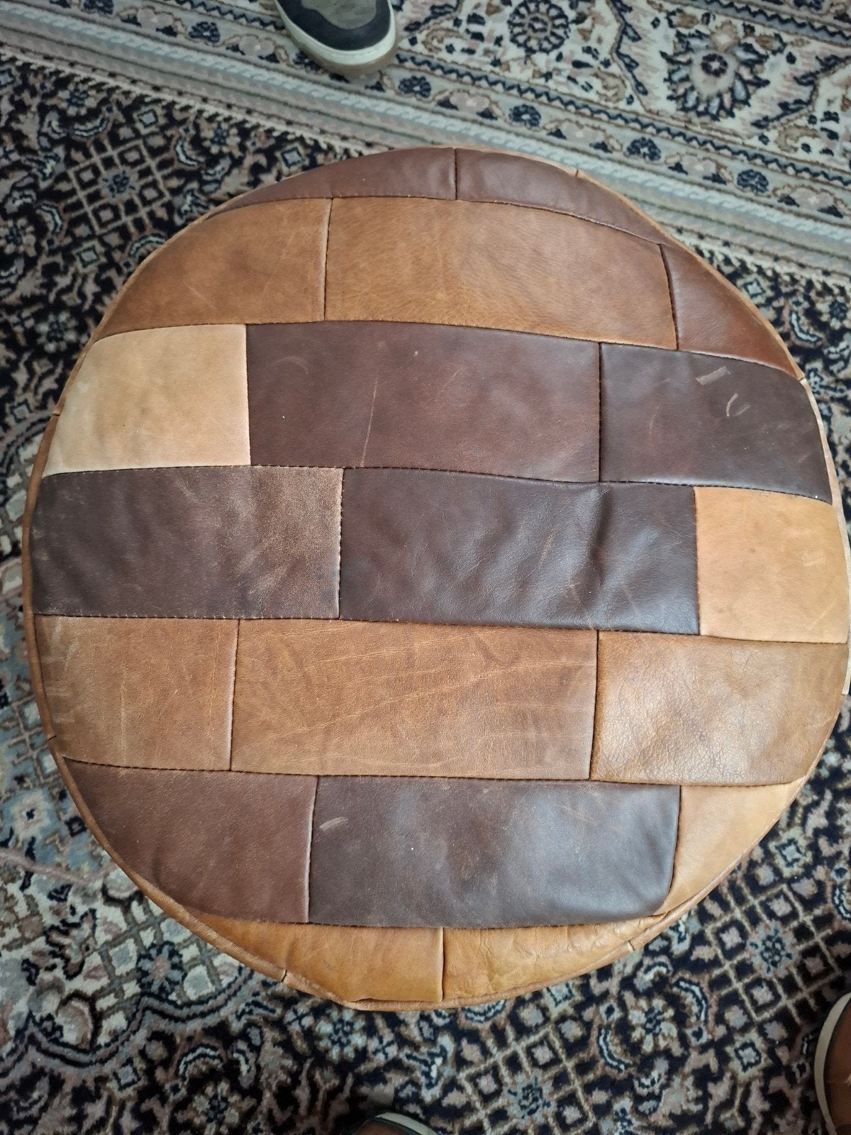 lederen poef, Ophalen, Rond, Minder dan 50 cm, 50 tot 100 cm