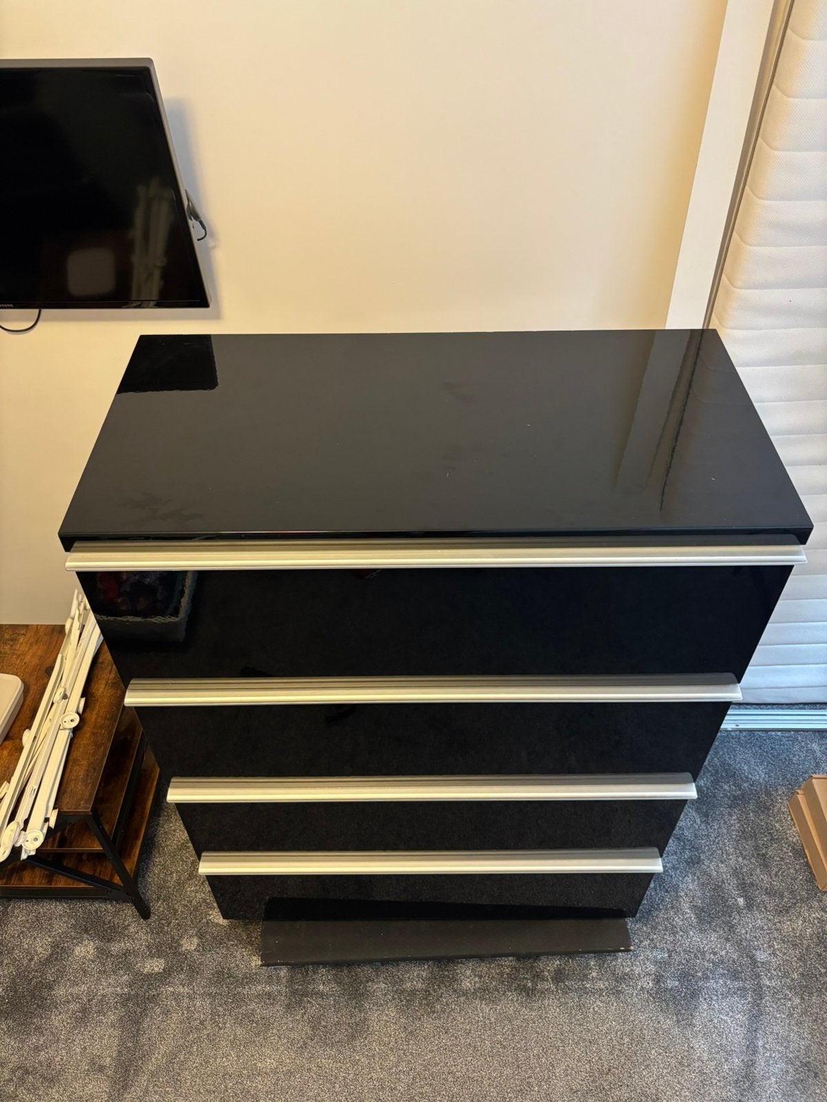Ladekastje zwart hoogglans (2 stuks beschikbaar), Ophalen, Overige materialen, Gebruikt, 100 tot 150 cm