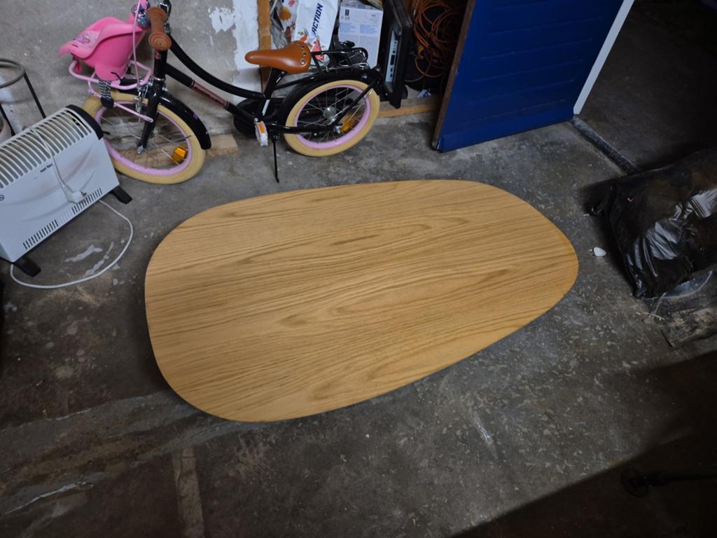 Eivormige salontafel - 124x72x23 cm, Ophalen