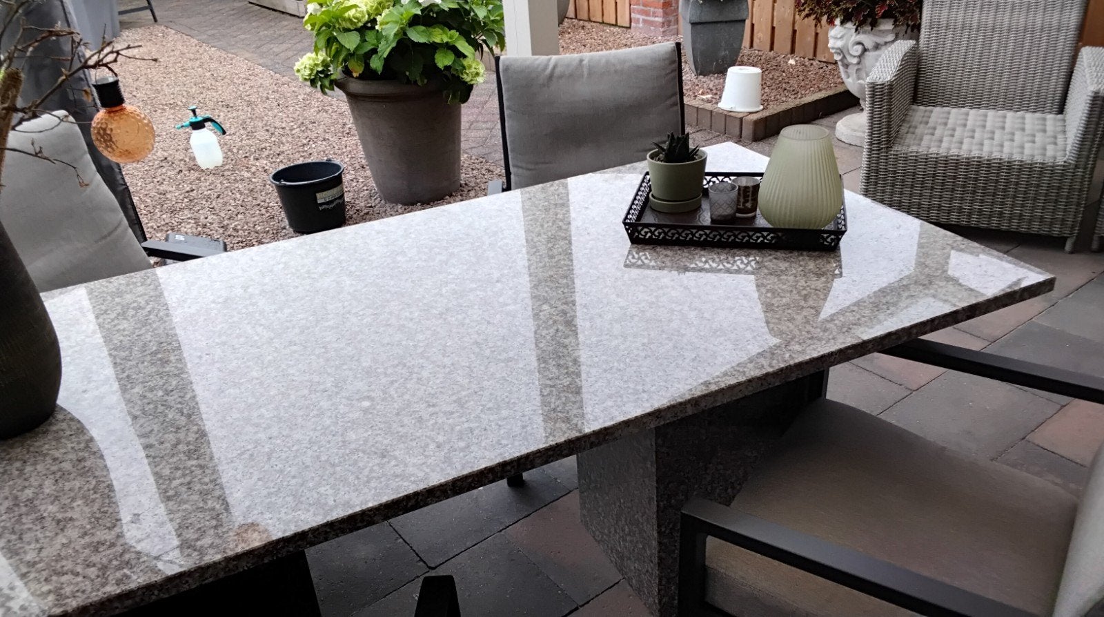 Te  koop Granieten tuintafel, Ophalen, Gebruikt, Rechthoekig