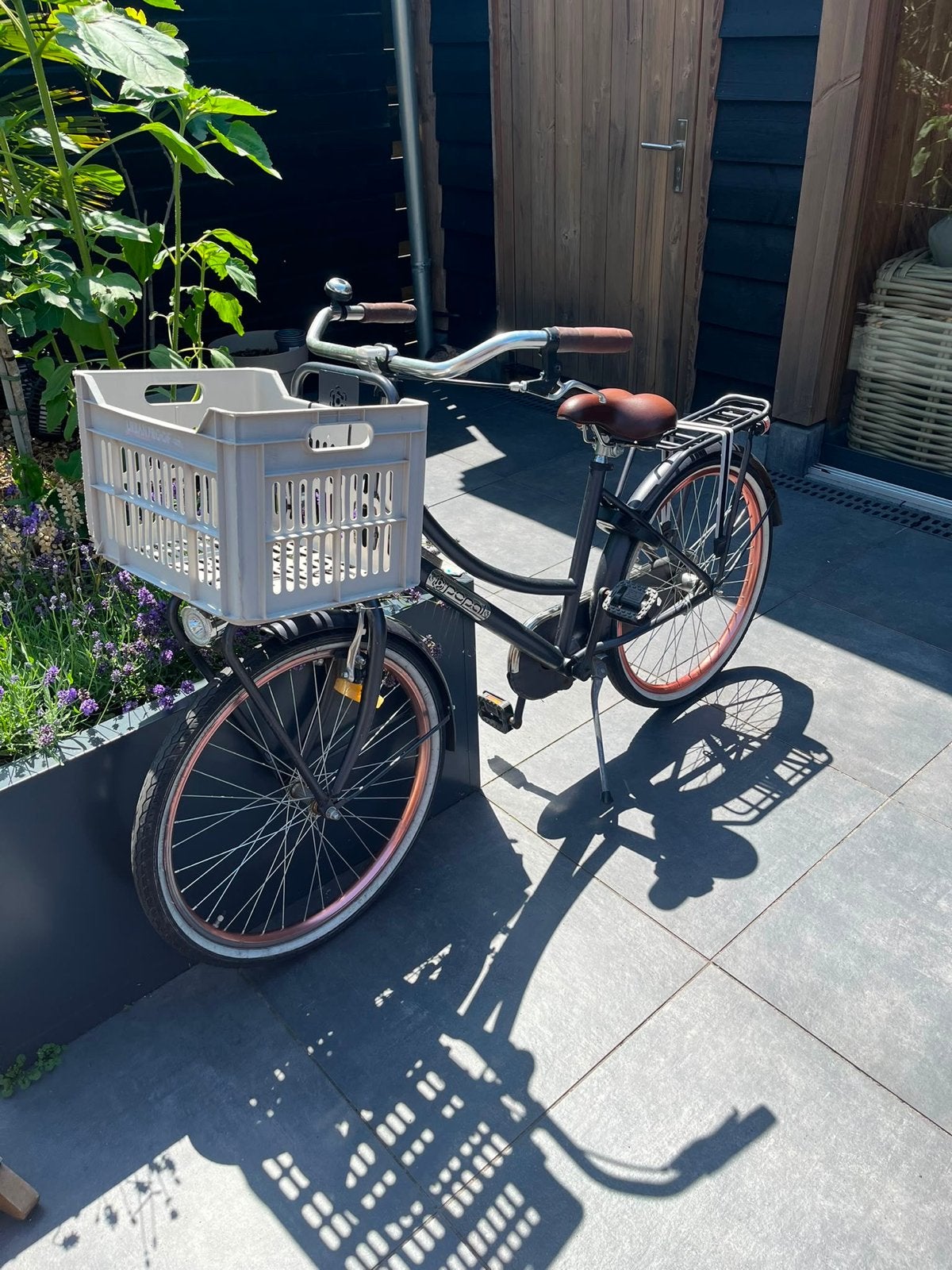 Popal transportfiets 24 inch donkerblauw met krat, Ophalen, Terugtraprem, Handrem, Gebruikt
