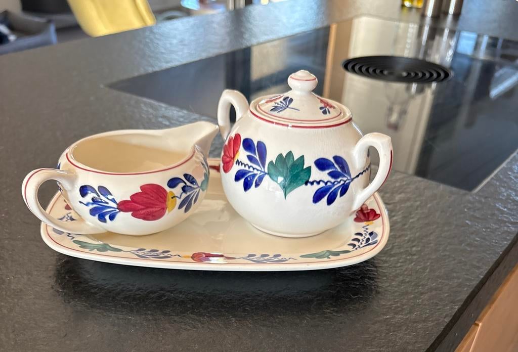 Boerenbont  Melk- en Suikersetje, Ophalen of Verzenden