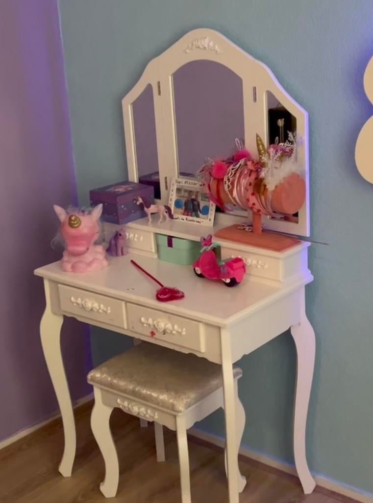 Kinder kaptafel / make up tafel, Huis en Inrichting, Tafels | Kaptafels, Ophalen, Gebruikt, Barok, 100 tot 150 cm