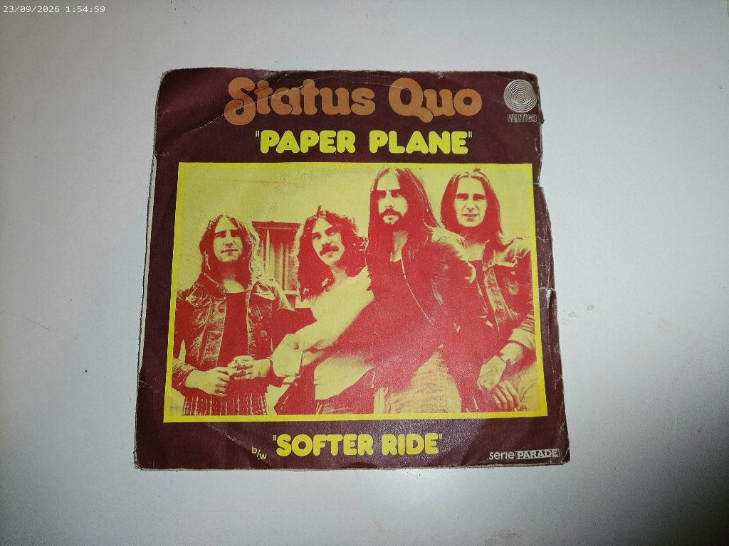 Status Quo - Paper Plane / Softer Ride, Gebruikt, Fotohoes, 7 inch, Ophalen of Verzenden