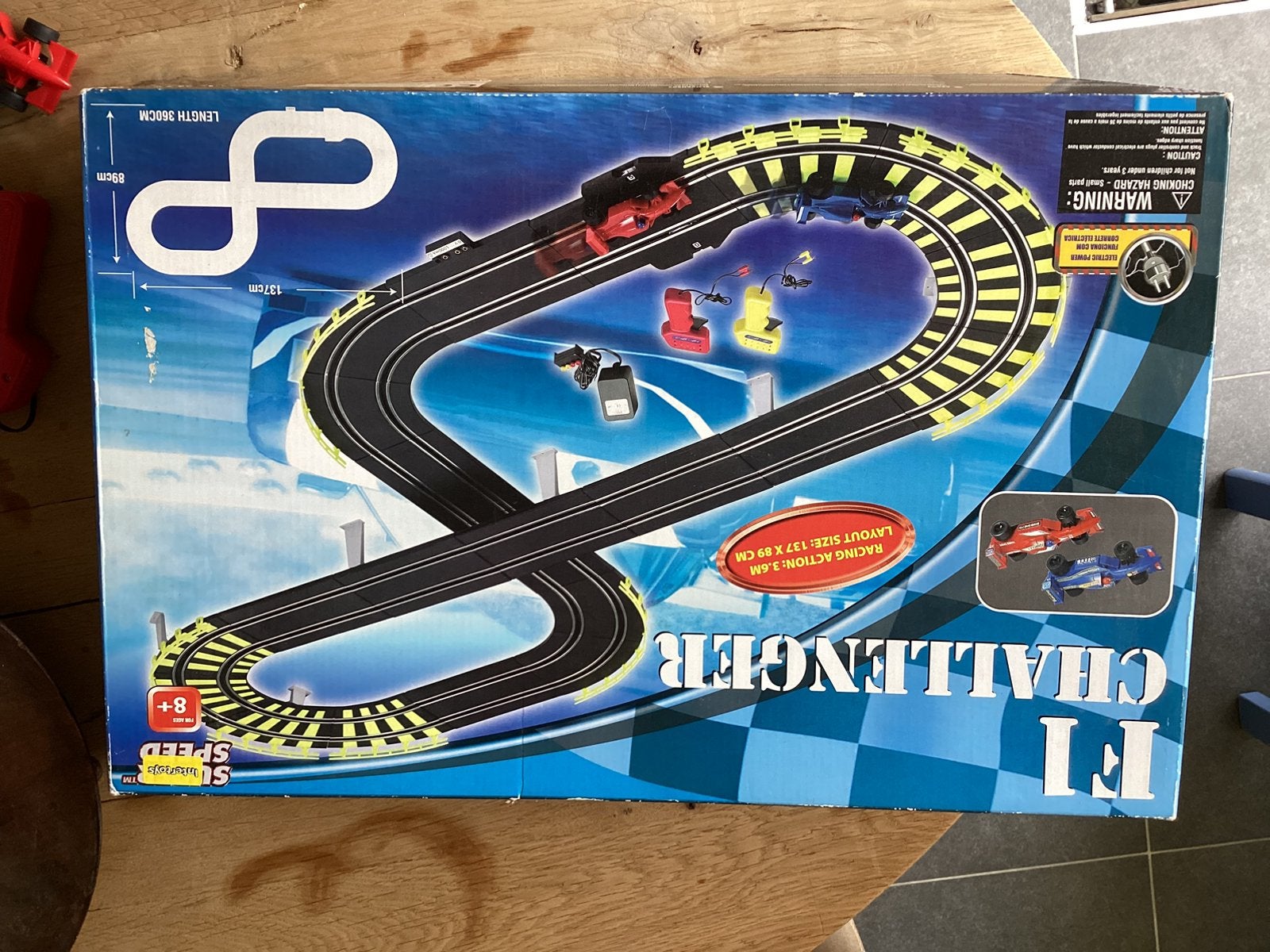 F1 Challenger Super Speed racebaan compleet –2 auto’s + doos, Ophalen of Verzenden