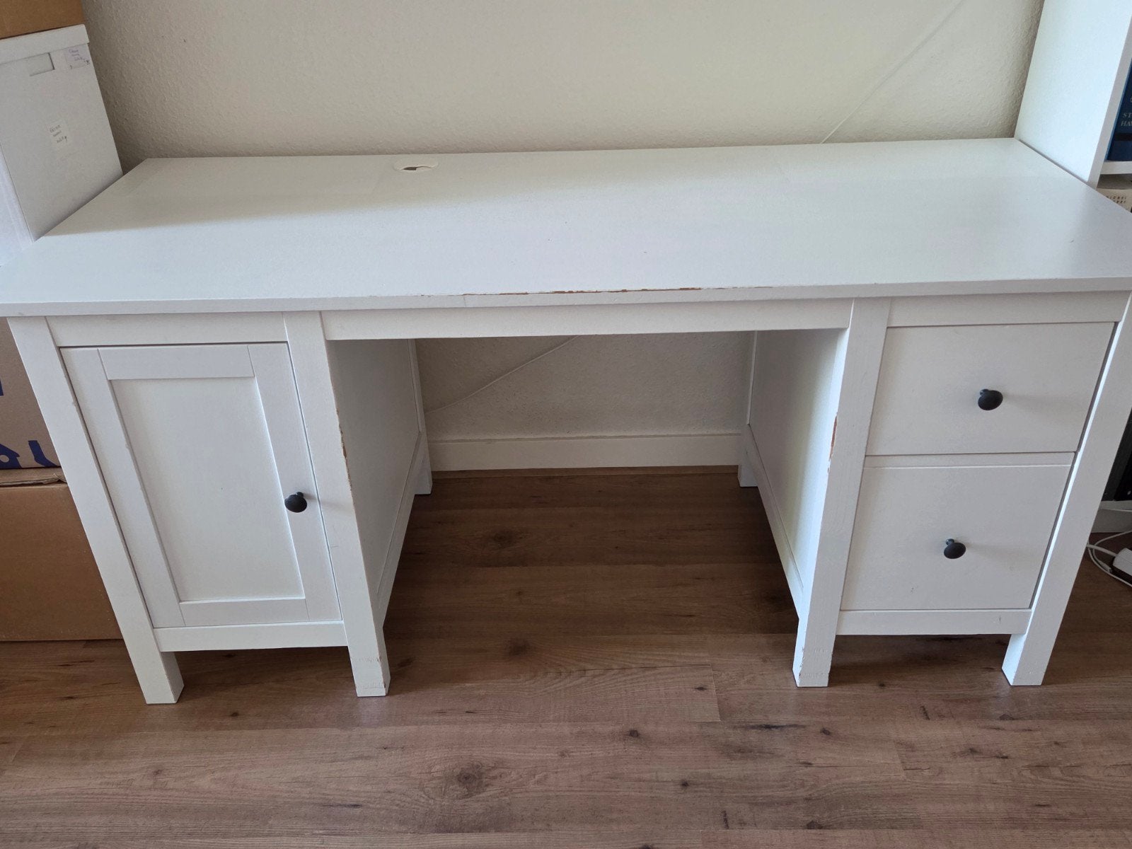 Goedkoop Wit IKEA HEMNES Bureau (159 cm breed), Ophalen, Gebruikt, Demontabel, IKEA