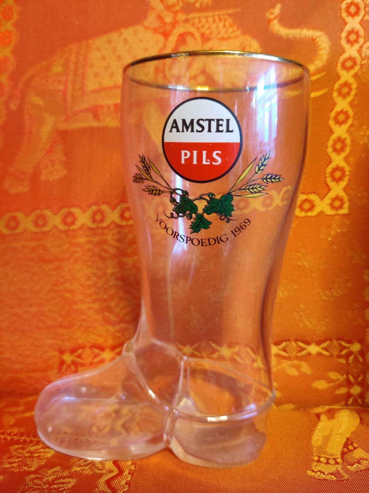 Vintage Amstel Pils Bierglas Laars 1969, Ophalen of Verzenden, Nieuw