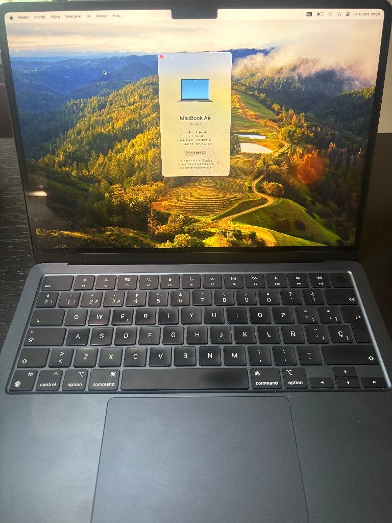 MacBook Air 13,6" M2, 16GB/256GB, Marineblauw, 100% batterij, 256 GB, Qwerty, 13 inch, Ophalen of Verzenden
