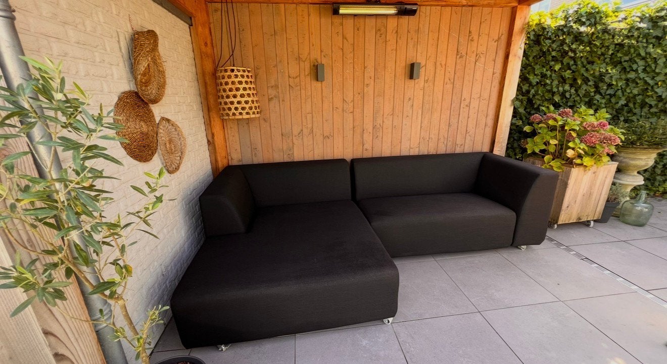 Zwarte tuin loungebank (all weather), Tuin en Terras, Ophalen, Zo goed als nieuw, Bank