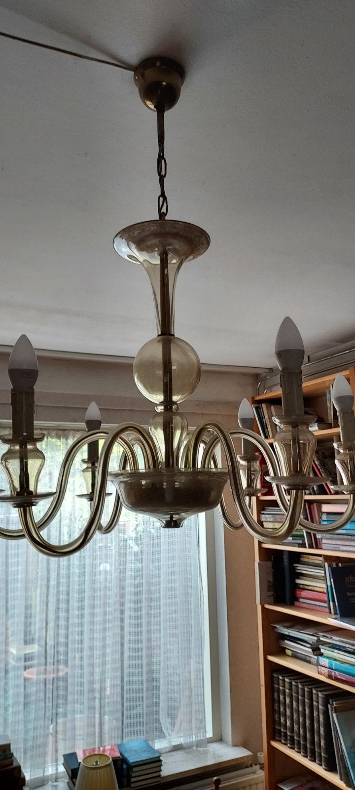 Zeer mooie Italiaanse kroonluchter, Gebruikt, E14 (klein), Ophalen of Verzenden, Glas