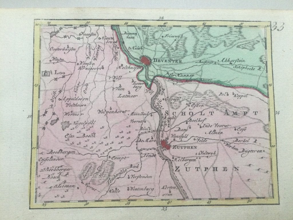 Deventer, Zutphen en omgeving, JC Sepp, 1773, Cartografie, 19 cm, 13 cm, Blanco verso