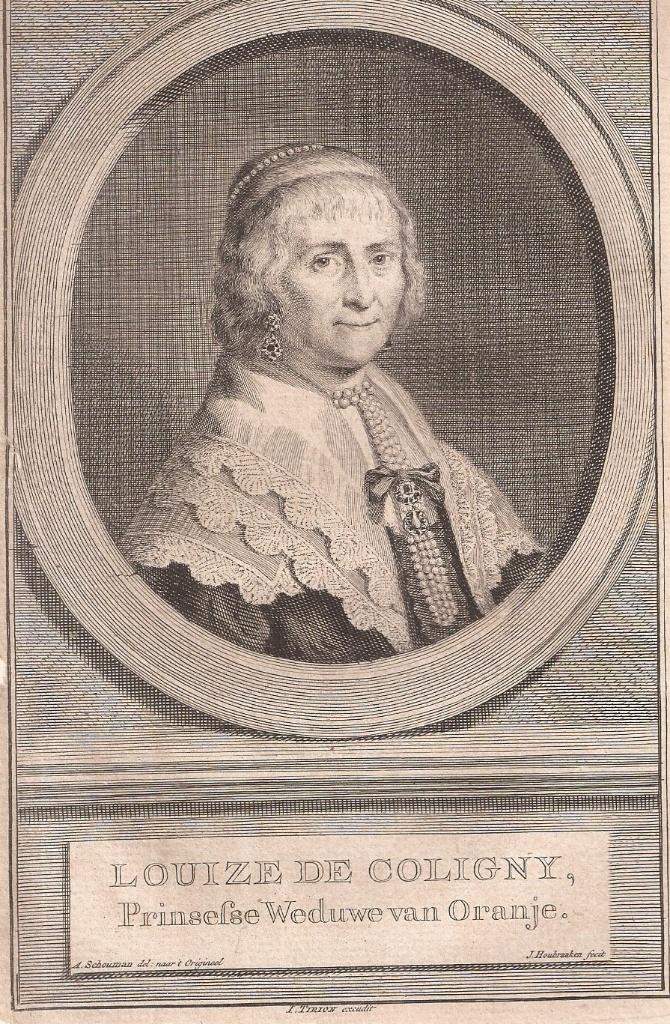 Portret Louise de Coligny, Prinsesse Weduwe van Oranje, Antiek en Kunst, Origineel, Portret, Ophalen of Verzenden, Gravure