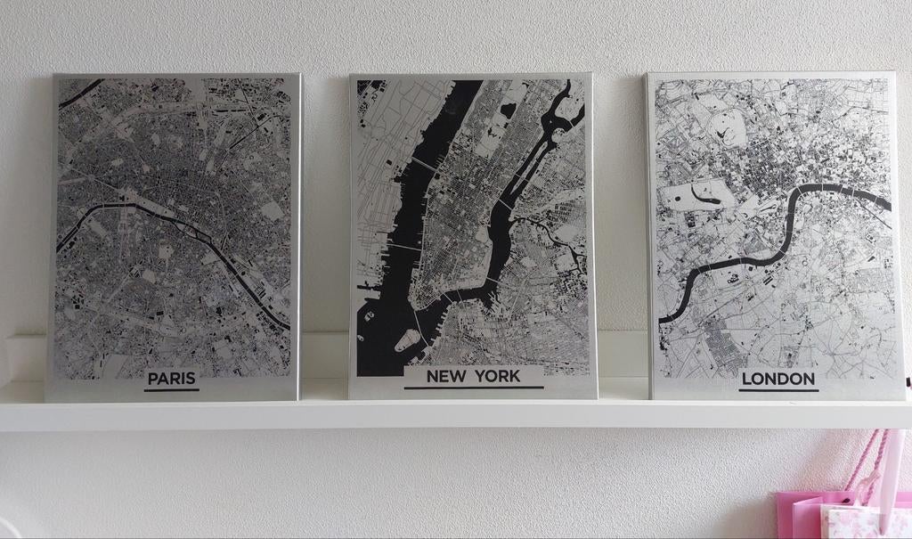 IKEA PJÄTTERYD canvas schilderijen steden, Huis en Inrichting, Minder dan 50 cm, Ophalen of Verzenden, Zo goed als nieuw, Schilderij
