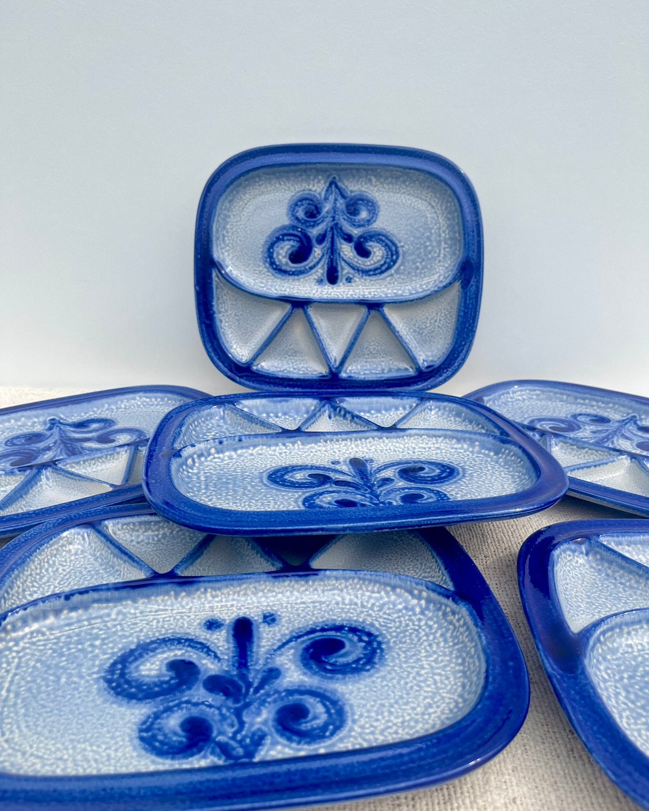 Jasba vinatege fondue borden blauw verzameling, Ophalen of Verzenden