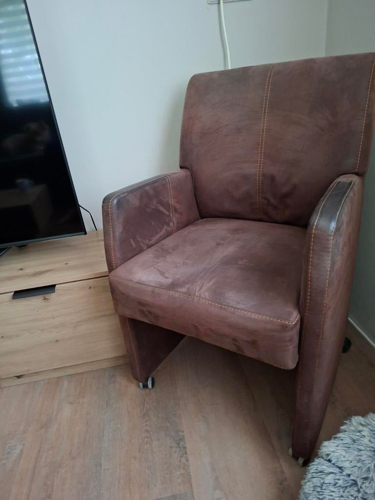 2x stoel bruin, Huis en Inrichting, Fauteuils, Ophalen, Gebruikt, Overige materialen