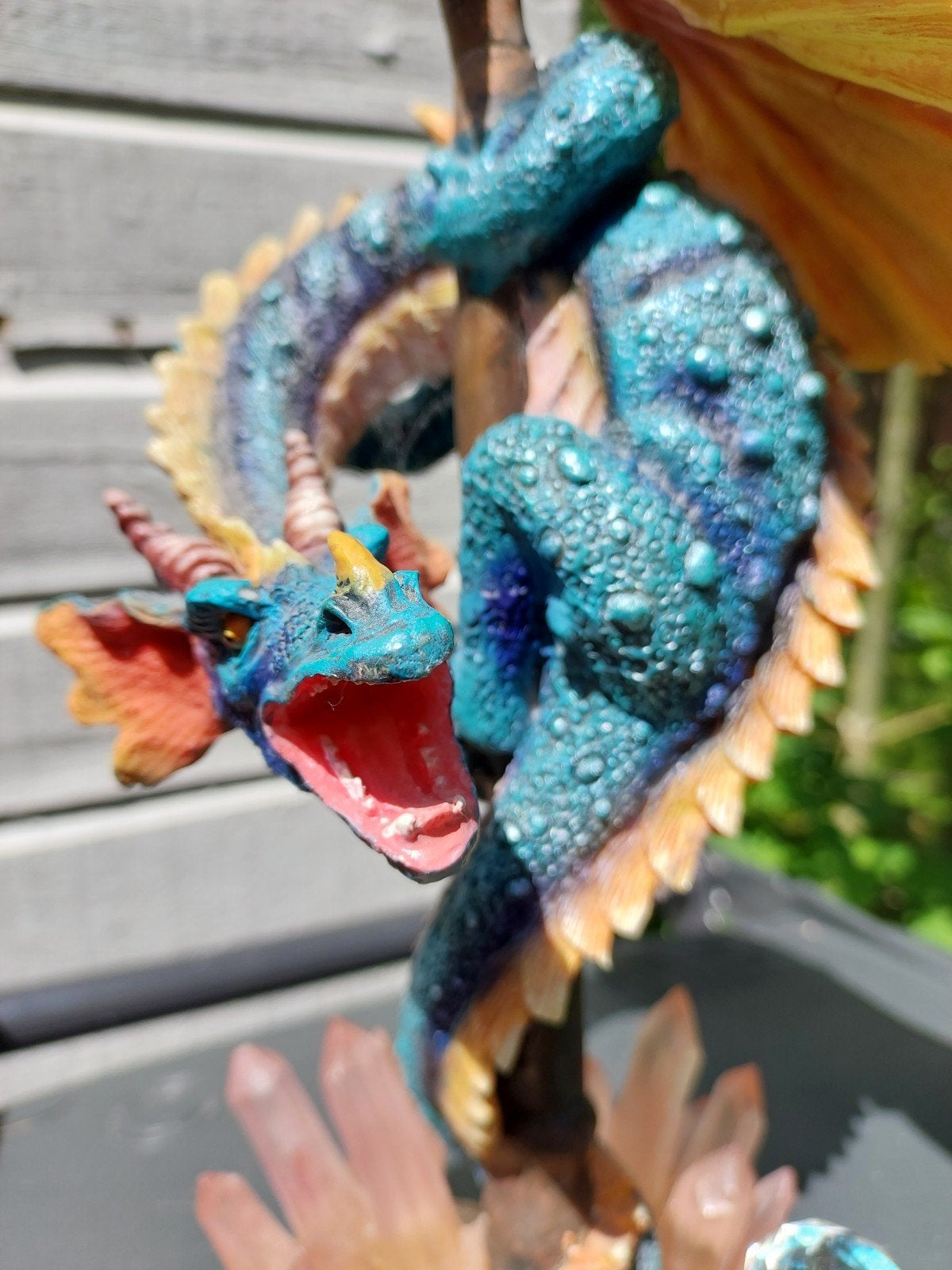 Prachtige draak sculptuur met kristallen bol, Verzamelen, Ophalen of Verzenden, Zo goed als nieuw