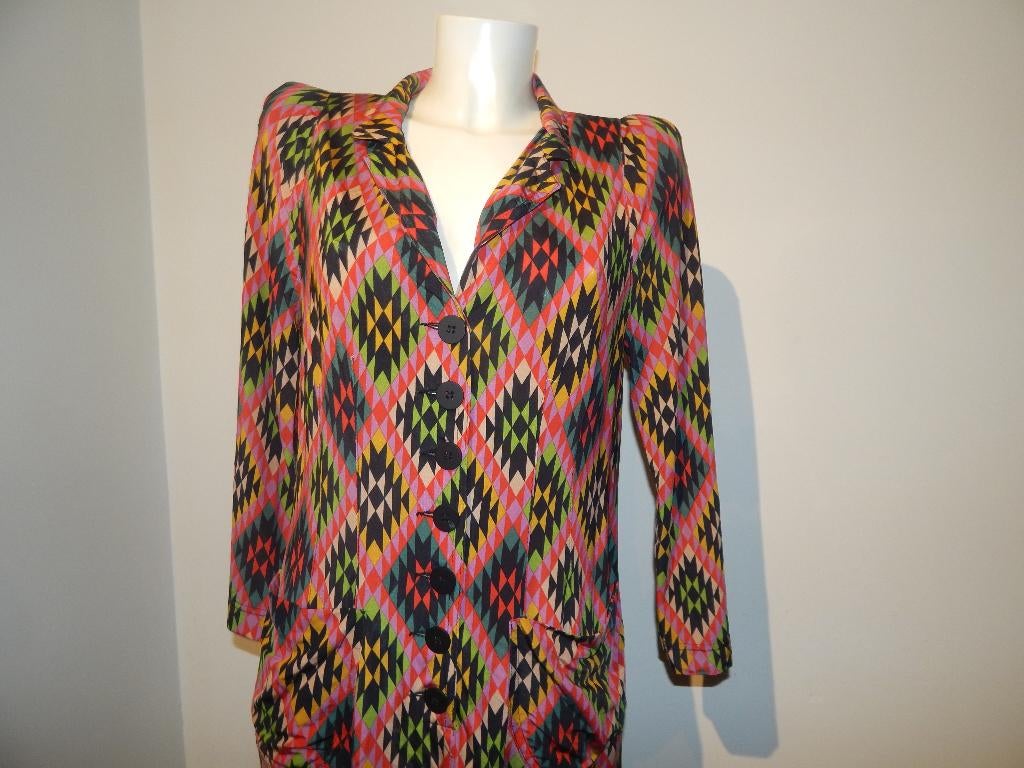 ML Collections kleurrijke stretch jurk power shoulder 44, Overige kleuren, Verzenden, Maat 42/44 (L), Zo goed als nieuw