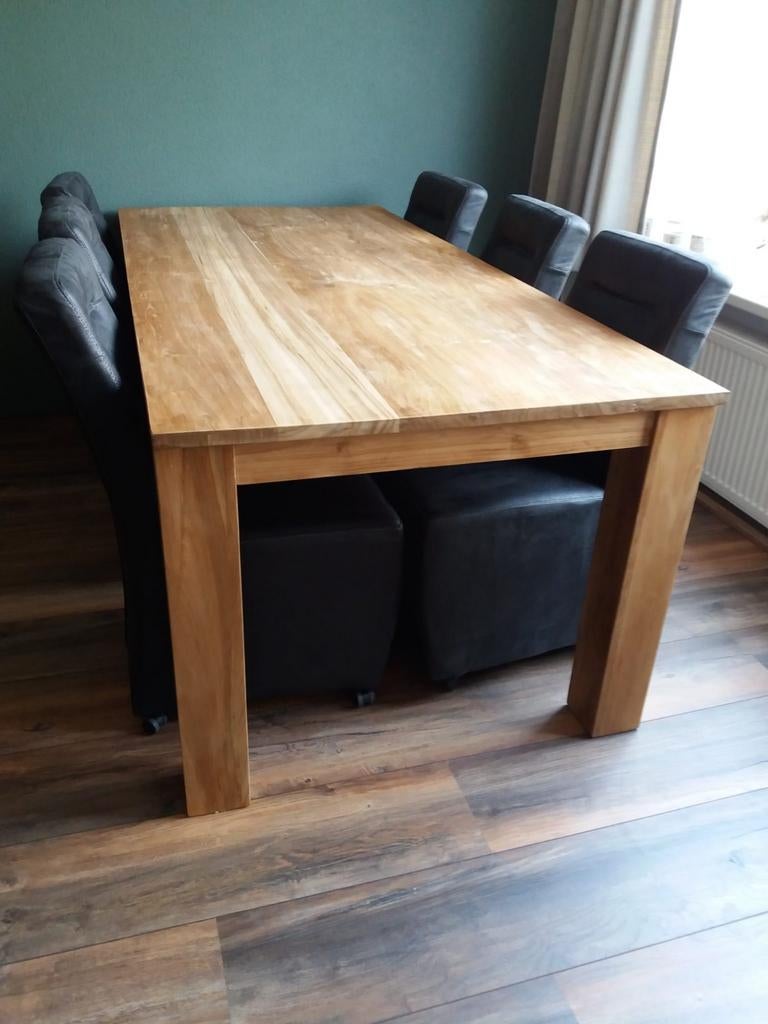 Teakhouten eettafel 220x100cm, Ophalen
