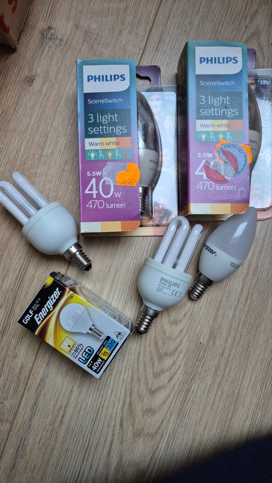 Partij (6 lampen E14) Diverse LED-lampen: Philips SceneSwitc, Ophalen of Verzenden, Nieuw, E14 (klein), Philips