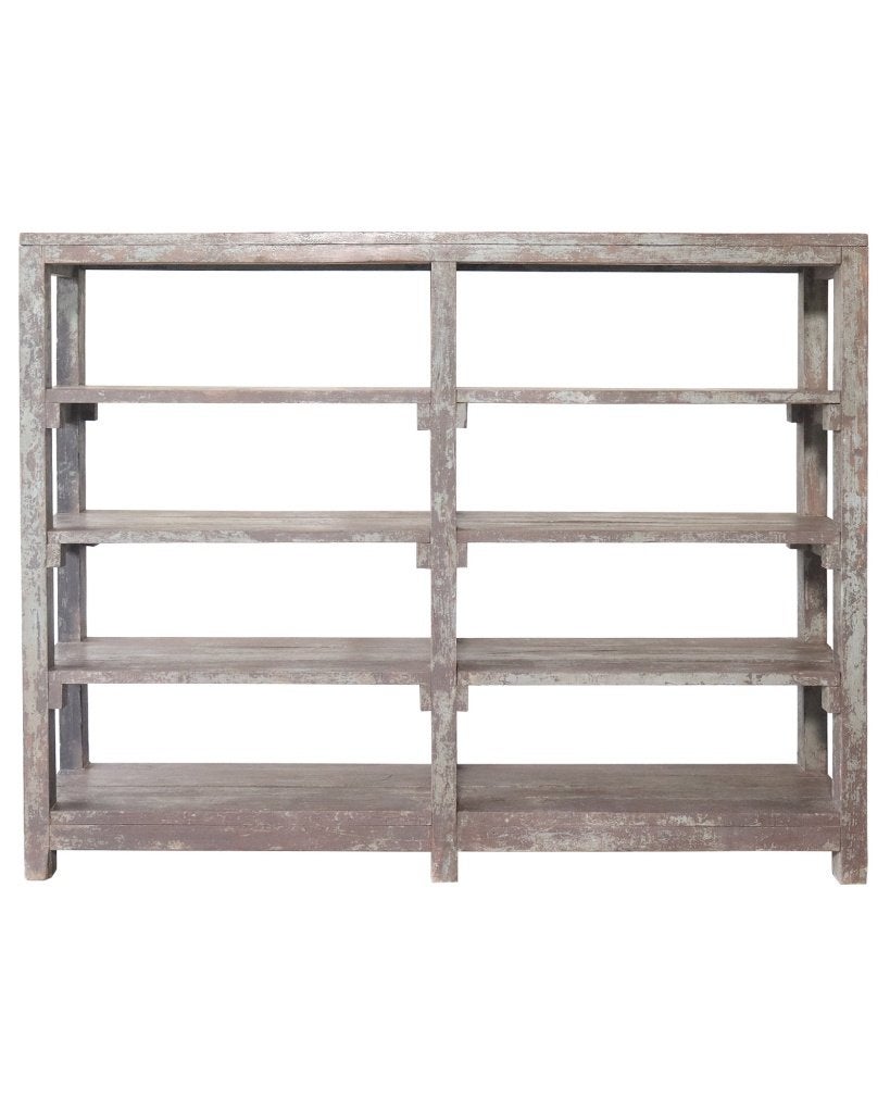 Antieke teakhouten stellingkast met oude verweerde patina, Ophalen of Verzenden, Gebruikt, Hout