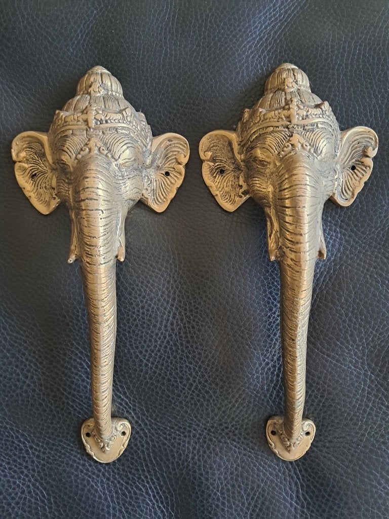 2 koperen deurklinken die Ganesh//27,5 cm voorstellen, Huis en Inrichting, Ophalen of Verzenden, Nieuw, Goud, Overige materialen