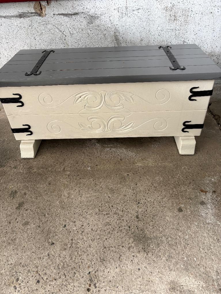 Wiite houten opbergkist met deksel, Ophalen, Gebruikt, Minder dan 50 cm, 75 tot 100 cm