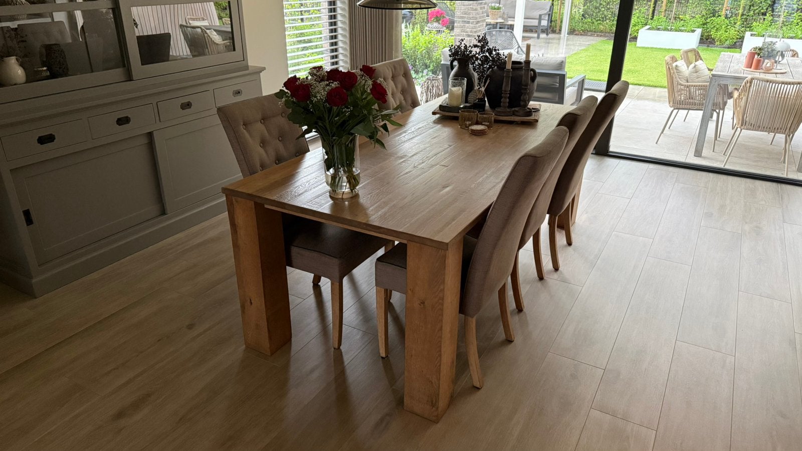 Eettafel 220x100, eiken, robuust, Ophalen, Eikenhout, 200 cm of meer, 50 tot 100 cm