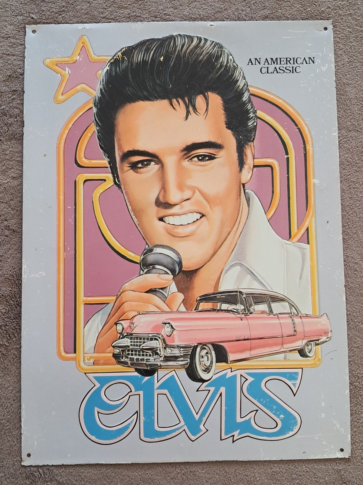 Elvis presley cadilac. An amrican classic metaal, Ophalen of Verzenden, Poster, Artwork of Schilderij
